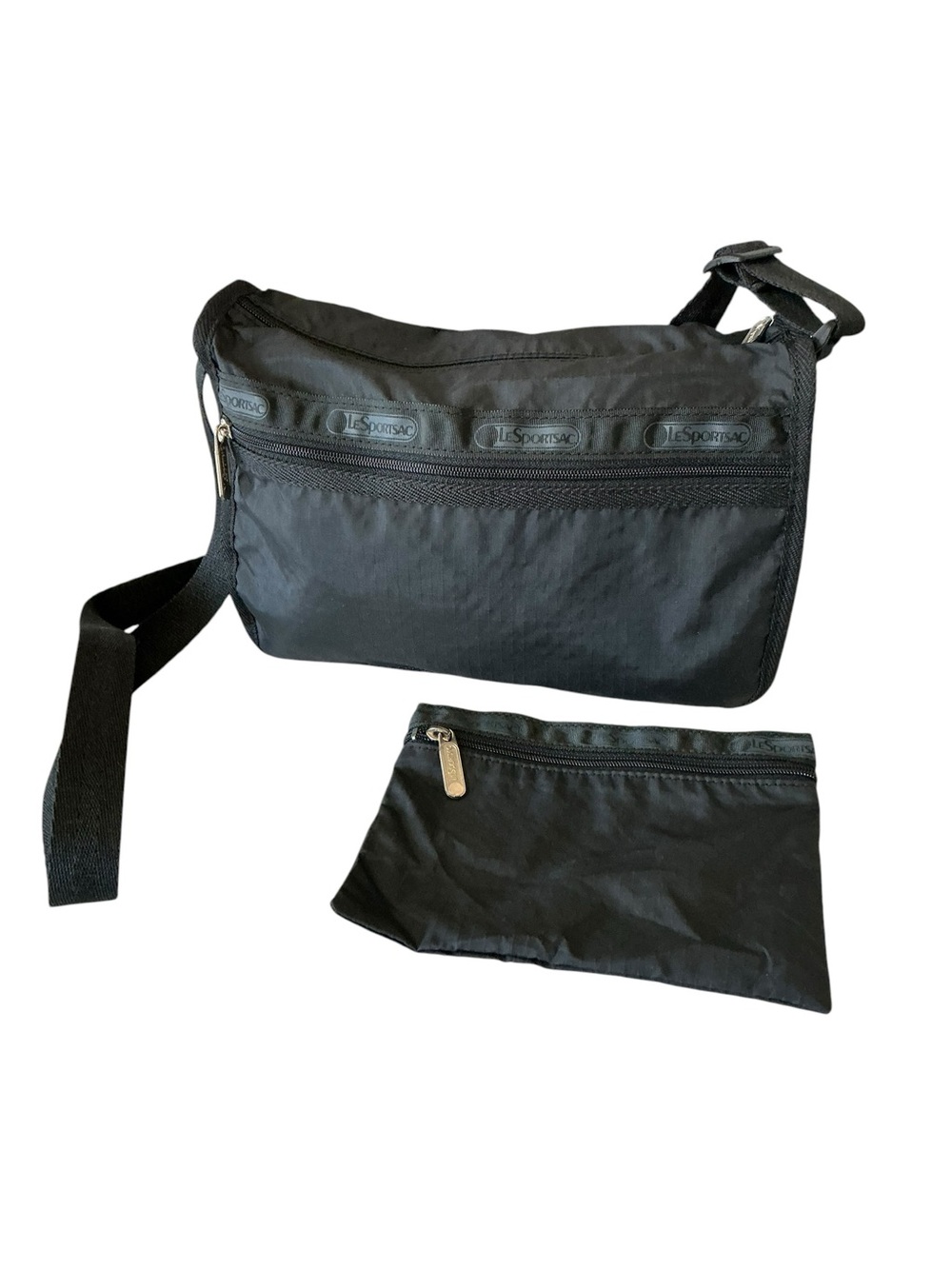 LeSportSac Black Nylon Crossbody Bag Lightweight Everyday Bag with pouch